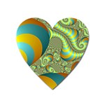 Gold Blue Fractal Worms Background Heart Magnet Front