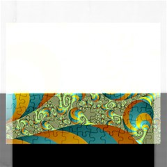 Gold Blue Fractal Worms Background Rectangular Jigsaw Puzzl