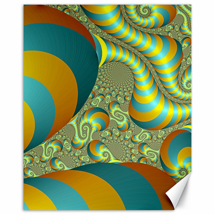 Gold Blue Fractal Worms Background Canvas 16  x 20  