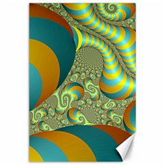 Gold Blue Fractal Worms Background Canvas 24  X 36  by Simbadda