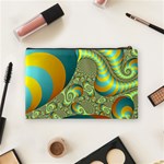 Gold Blue Fractal Worms Background Cosmetic Bag (Medium)  Back