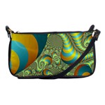 Gold Blue Fractal Worms Background Shoulder Clutch Bags Front