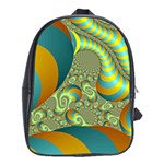 Gold Blue Fractal Worms Background School Bags (XL)  Front