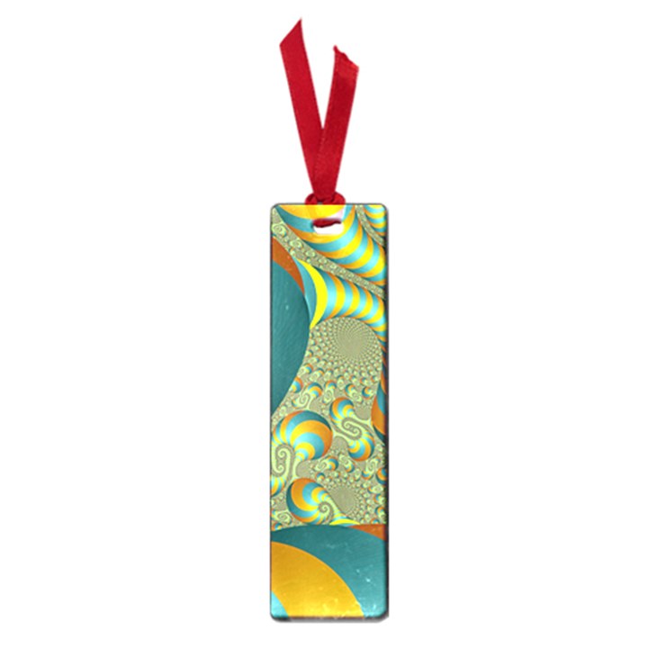 Gold Blue Fractal Worms Background Small Book Marks