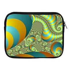 Gold Blue Fractal Worms Background Apple Ipad 2/3/4 Zipper Cases by Simbadda