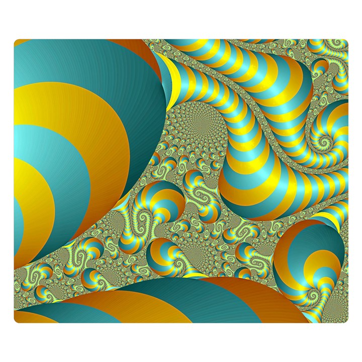 Gold Blue Fractal Worms Background Double Sided Flano Blanket (Small) 