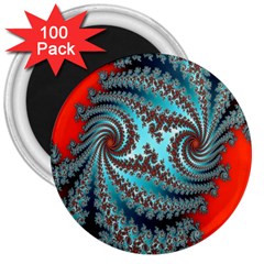 Digital Fractal Pattern 3  Magnets (100 Pack) by Simbadda