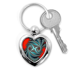 Digital Fractal Pattern Key Chains (heart)  by Simbadda