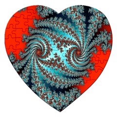 Digital Fractal Pattern Jigsaw Puzzle (heart) by Simbadda