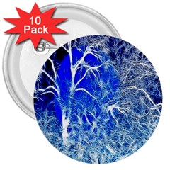 Winter Blue Moon Fractal Forest Background 3  Buttons (10 Pack)  by Simbadda