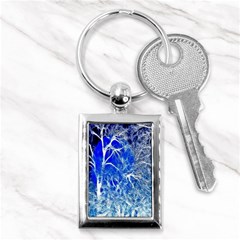 Winter Blue Moon Fractal Forest Background Key Chains (rectangle)  by Simbadda