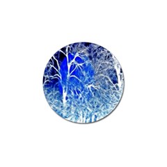 Winter Blue Moon Fractal Forest Background Golf Ball Marker (10 Pack) by Simbadda