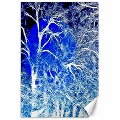 Winter Blue Moon Fractal Forest Background Canvas 24  X 36  by Simbadda