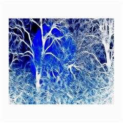 Winter Blue Moon Fractal Forest Background Small Glasses Cloth (2-side) by Simbadda