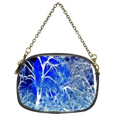 Winter Blue Moon Fractal Forest Background Chain Purses (one Side)  by Simbadda