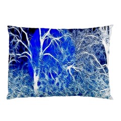 Winter Blue Moon Fractal Forest Background Pillow Case by Simbadda