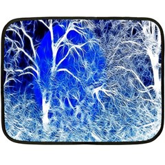 Winter Blue Moon Fractal Forest Background Double Sided Fleece Blanket (mini)  by Simbadda