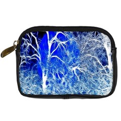 Winter Blue Moon Fractal Forest Background Digital Camera Cases by Simbadda