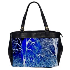 Winter Blue Moon Fractal Forest Background Office Handbags by Simbadda