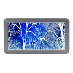 Winter Blue Moon Fractal Forest Background Memory Card Reader (mini) by Simbadda