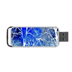 Winter Blue Moon Fractal Forest Background Portable Usb Flash (two Sides) by Simbadda