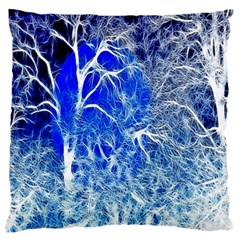 Winter Blue Moon Fractal Forest Background Large Flano Cushion Case (two Sides) by Simbadda