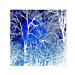 Winter Blue Moon Fractal Forest Background Small Satin Scarf (Square) Front