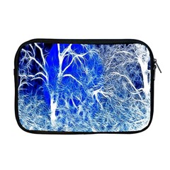 Winter Blue Moon Fractal Forest Background Apple Macbook Pro 17  Zipper Case by Simbadda