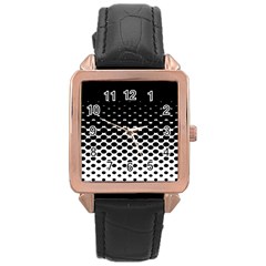 Halftone Gradient Pattern Rose Gold Leather Watch  by Simbadda