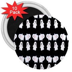 Cute Ghost Pattern 3  Magnets (10 Pack)  by Simbadda