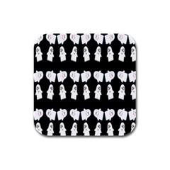 Cute Ghost Pattern Rubber Square Coaster (4 Pack)  by Simbadda