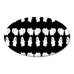 Cute Ghost Pattern Oval Magnet by Simbadda