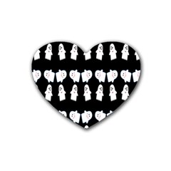 Cute Ghost Pattern Heart Coaster (4 Pack)  by Simbadda