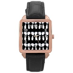 Cute Ghost Pattern Rose Gold Leather Watch  by Simbadda