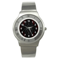 Abstract Dark Simple Red Stainless Steel Watch by Simbadda