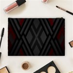 Abstract Dark Simple Red Cosmetic Bag (Large)  Back