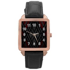 Abstract Dark Simple Red Rose Gold Leather Watch  by Simbadda