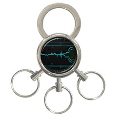 Blue Aqua Digital Art Circuitry Gray Black Artwork Abstract Geometry 3-ring Key Chains by Simbadda