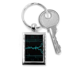 Blue Aqua Digital Art Circuitry Gray Black Artwork Abstract Geometry Key Chains (Rectangle) 