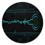 Blue Aqua Digital Art Circuitry Gray Black Artwork Abstract Geometry Magnet 5  (Round) Front