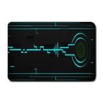 Blue Aqua Digital Art Circuitry Gray Black Artwork Abstract Geometry Small Doormat  24 x16  Door Mat