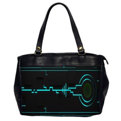 Blue Aqua Digital Art Circuitry Gray Black Artwork Abstract Geometry Office Handbags (2 Sides)  by Simbadda