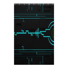 Blue Aqua Digital Art Circuitry Gray Black Artwork Abstract Geometry Shower Curtain 48  x 72  (Small) 