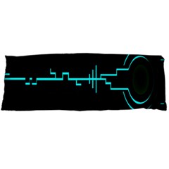 Blue Aqua Digital Art Circuitry Gray Black Artwork Abstract Geometry Body Pillow Case (dakimakura) by Simbadda