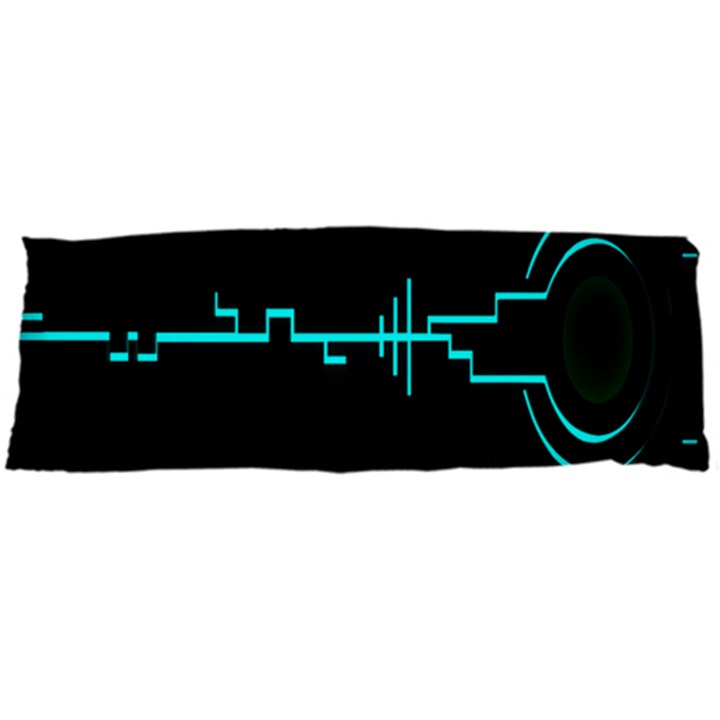 Blue Aqua Digital Art Circuitry Gray Black Artwork Abstract Geometry Body Pillow Case Dakimakura (Two Sides)