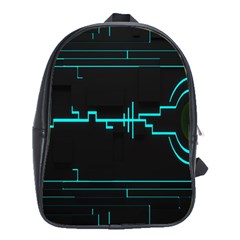 Blue Aqua Digital Art Circuitry Gray Black Artwork Abstract Geometry School Bags (xl)  by Simbadda