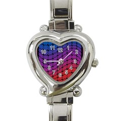 Colorful Red & Blue Gradient Background Heart Italian Charm Watch by Simbadda