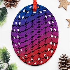 Colorful Red & Blue Gradient Background Ornament (oval Filigree) by Simbadda