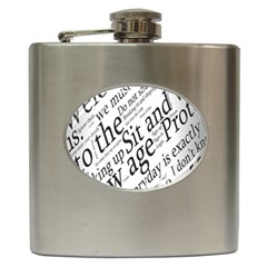 Abstract Minimalistic Text Typography Grayscale Focused Into Newspaper Hip Flask (6 Oz) by Simbadda