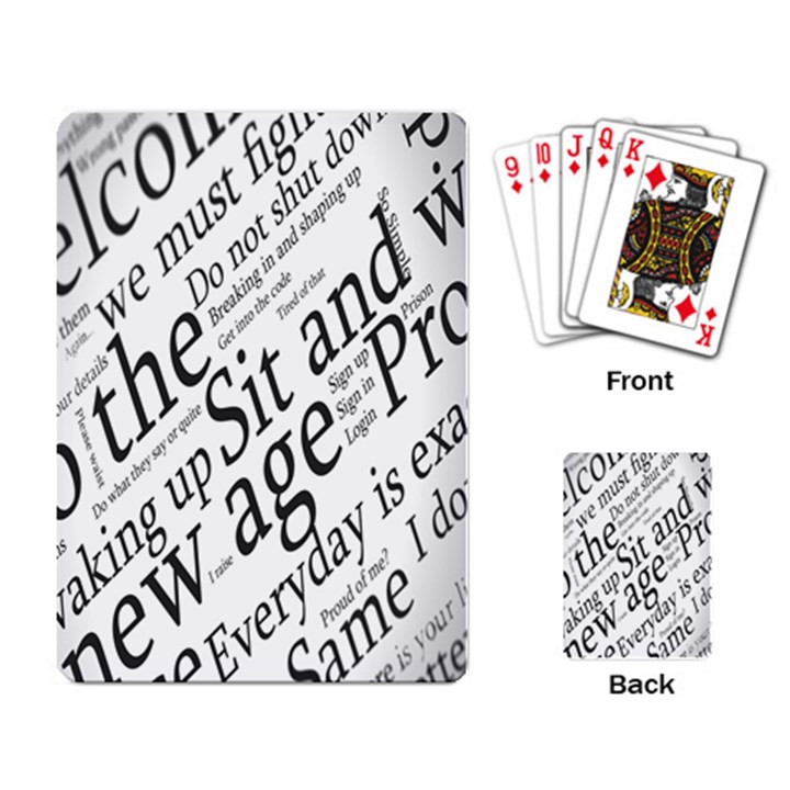 Abstract Minimalistic Text Typography Grayscale Focused Into Newspaper Playing Card